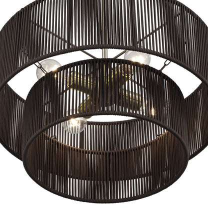 Livex Acordia 4Lt Pendant Chandelier, Brass/Chocolate Polyester