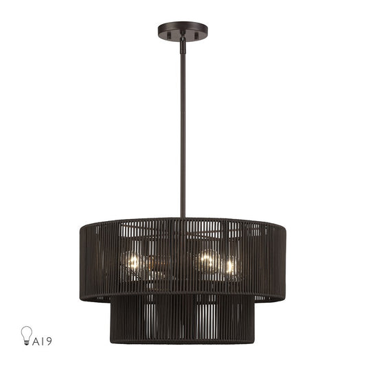 Livex Acordia 4Lt Pendant Chandelier, Bronze/Chocolate Polyester - 49125-92