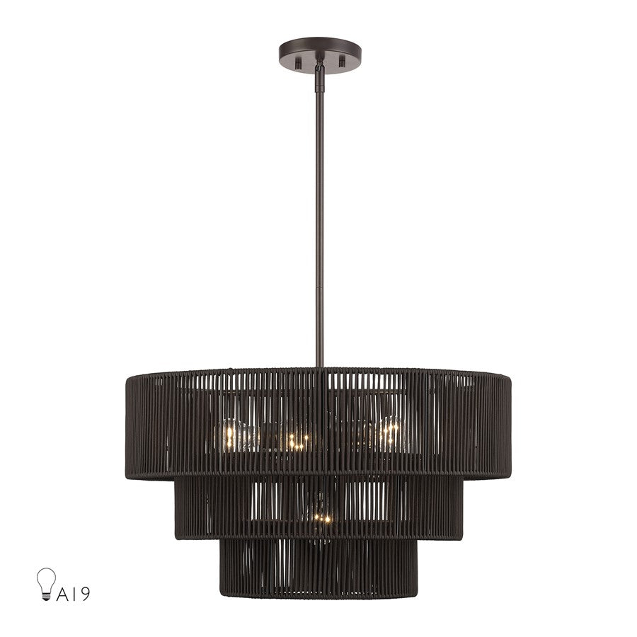 Livex Acordia 6Lt Pendant Chandelier, Bronze/Chocolate Polyester - 49126-92