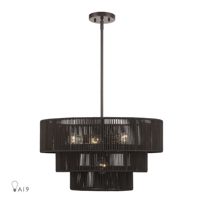 Livex Acordia 6Lt Pendant Chandelier, Bronze/Chocolate Polyester - 49126-92