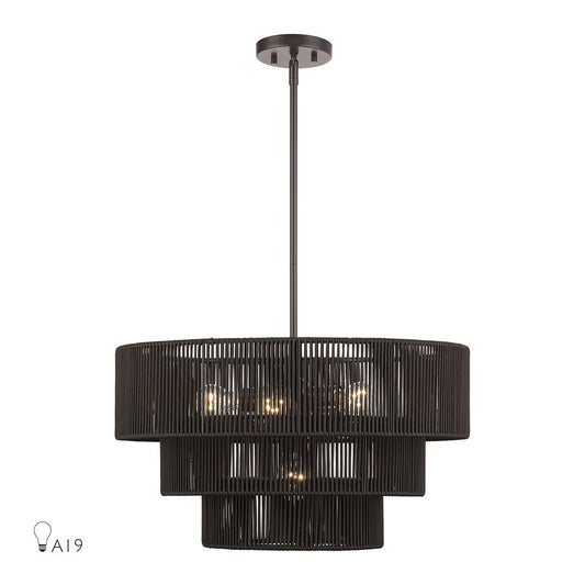 Livex Acordia 6Lt Pendant Chandelier, Bronze/Chocolate Polyester - 49126-92