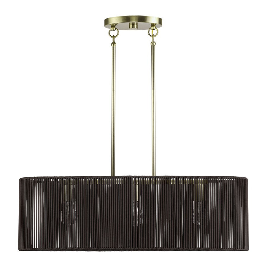 Livex Acordia 3Lt Medium Chandelier, Brass/Chocolate Polyester