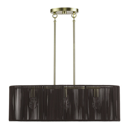 Livex Acordia 3Lt Medium Chandelier, Brass/Chocolate Polyester