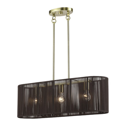 Livex Acordia 3Lt Medium Chandelier, Brass/Chocolate Polyester