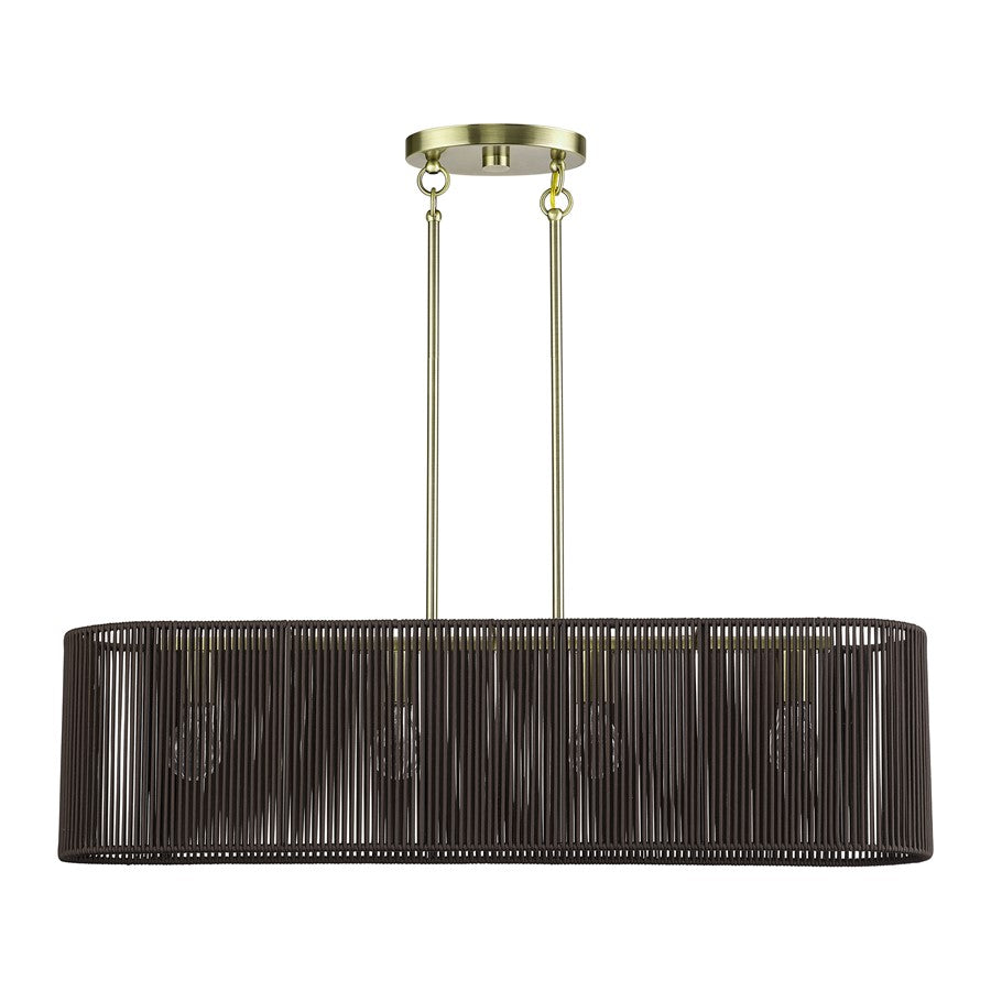 Livex Acordia 4Lt Large Chandelier, Brass/Chocolate Polyester