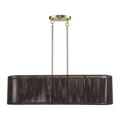 Livex Acordia 4Lt Large Chandelier, Brass/Chocolate Polyester