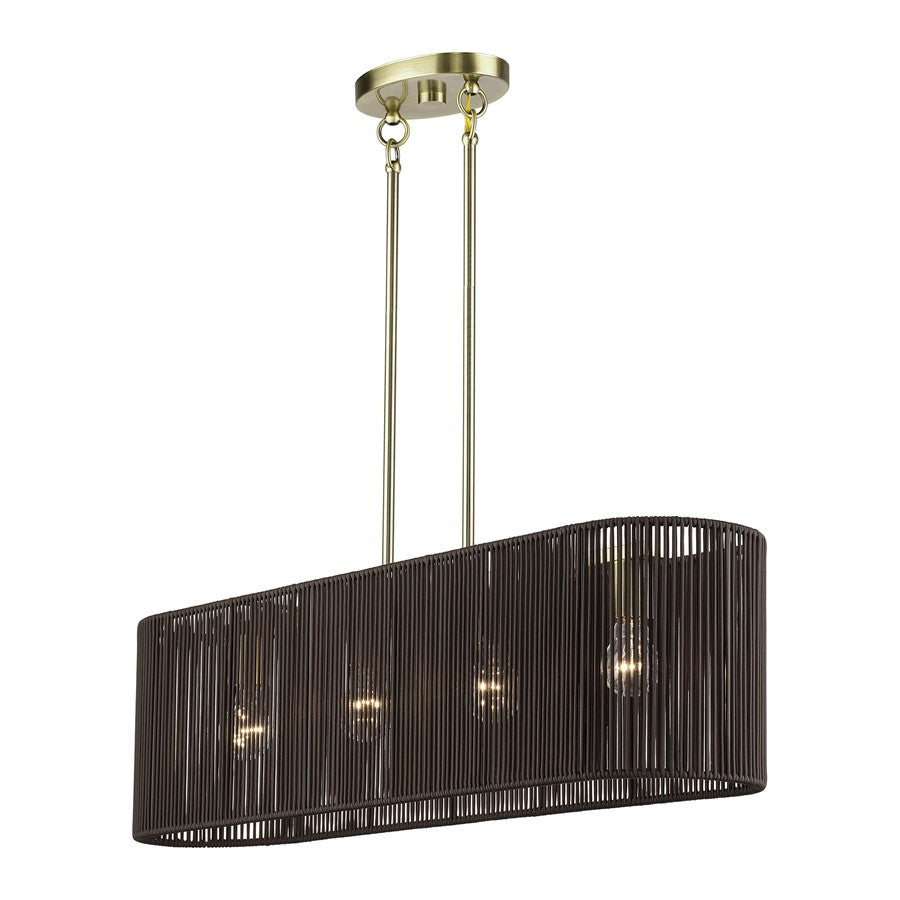 Livex Acordia 4Lt Large Chandelier, Brass/Chocolate Polyester