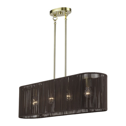 Livex Acordia 4Lt Large Chandelier, Brass/Chocolate Polyester