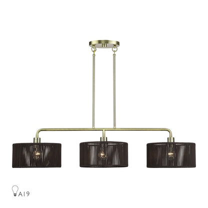 Livex Acordia 3Lt Extra Large Chandelier, Brass/Chocolate Polyester - 49129-01