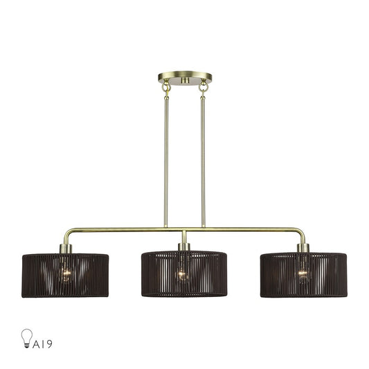 Livex Acordia 3Lt Extra Large Chandelier, Brass/Chocolate Polyester - 49129-01