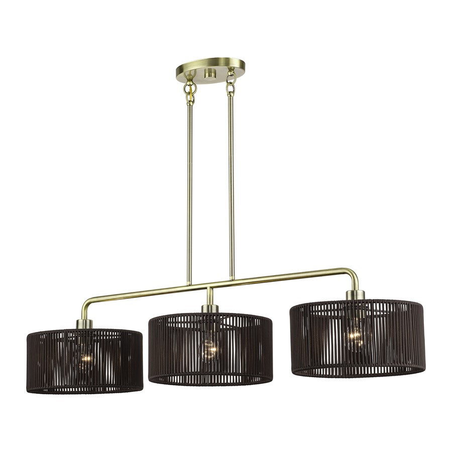 Livex Acordia 3Lt Extra Large Chandelier, Brass/Chocolate Polyester