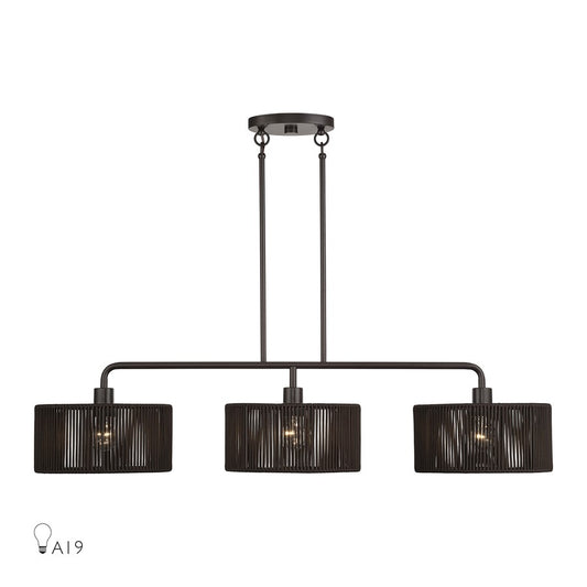 Livex Acordia 3Lt Extra Large Chandelier, Bronze/Chocolate Polyester - 49129-92
