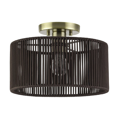 Livex Acordia 1Lt Medium Semi-Flush, Brass/Chocolate Polyester