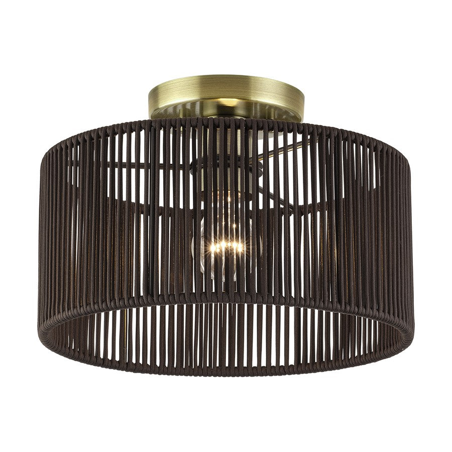 Livex Acordia 1Lt Medium Semi-Flush, Brass/Chocolate Polyester