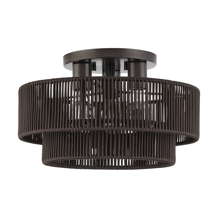 Livex Acordia 3Lt 9" Semi-Flush, Bronze/Chocolate Polyester