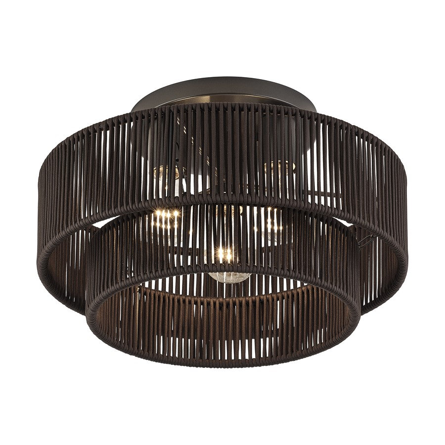 Livex Acordia 3Lt 9" Semi-Flush, Bronze/Chocolate Polyester