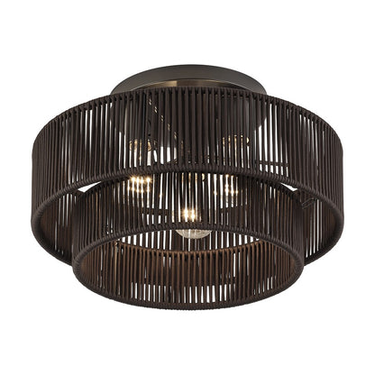 Livex Acordia 3Lt 9" Semi-Flush, Bronze/Chocolate Polyester