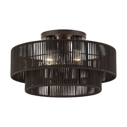 Livex Acordia 3Lt 10" Semi-Flush, Bronze/Chocolate Polyester