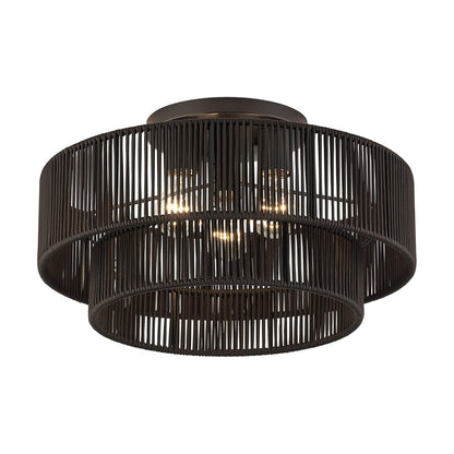 Livex Acordia 3Lt 10" Semi-Flush, Bronze/Chocolate Polyester