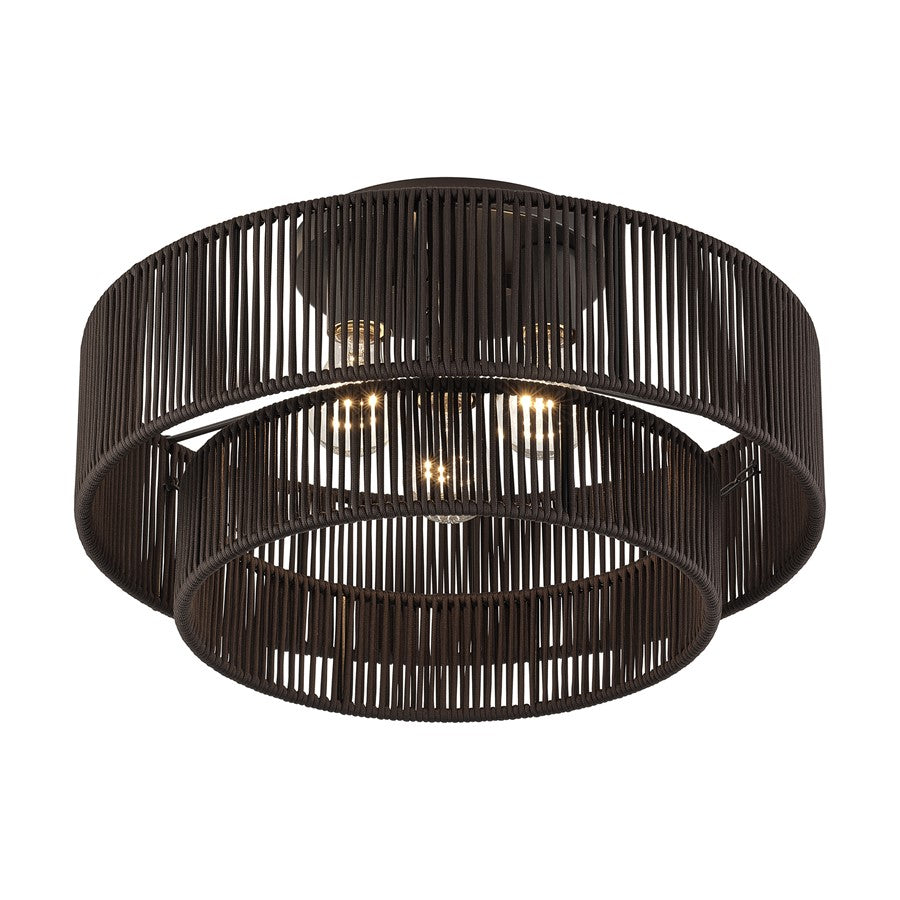 Livex Acordia 3Lt 10" Semi-Flush, Bronze/Chocolate Polyester