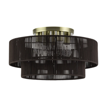 Livex Acordia 4Lt 21" Semi-Flush, Brass/Chocolate Polyester