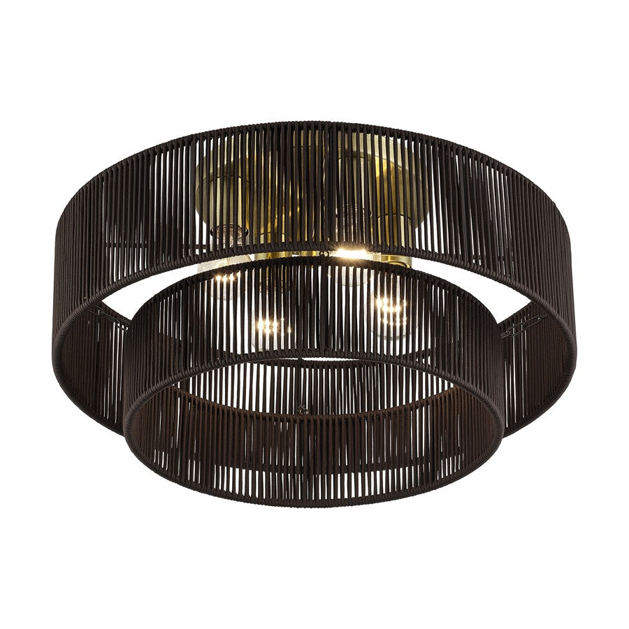 Livex Acordia 4Lt 21" Semi-Flush, Brass/Chocolate Polyester