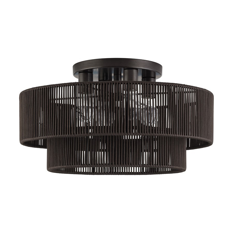 Livex Acordia 4Lt 21" Semi-Flush, Bronze/Chocolate Polyester