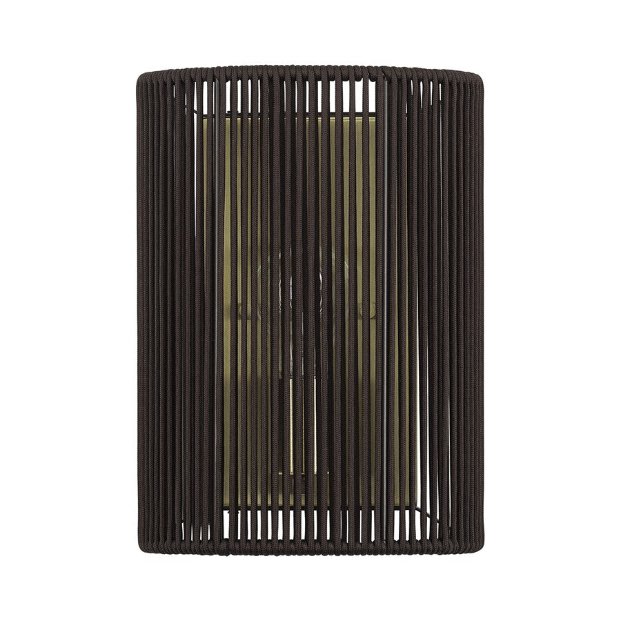 Livex Acordia 1Lt ADA 8" Sconce, Brass/Dark Chocolate Polyester Rope