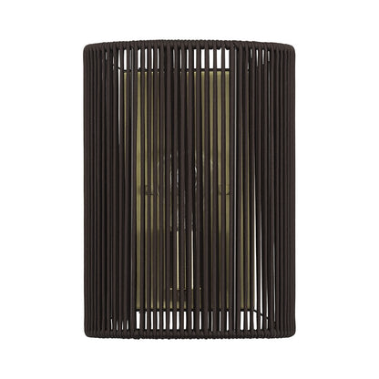 Livex Acordia 1Lt ADA 8" Sconce, Brass/Dark Chocolate Polyester Rope