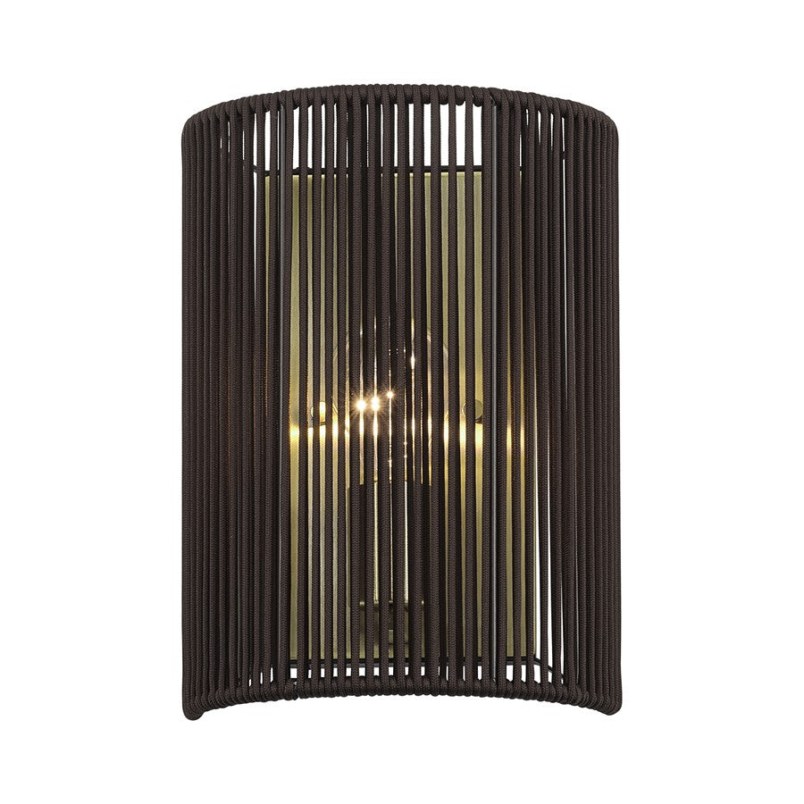 Livex Acordia 1Lt ADA 8" Sconce, Brass/Dark Chocolate Polyester Rope