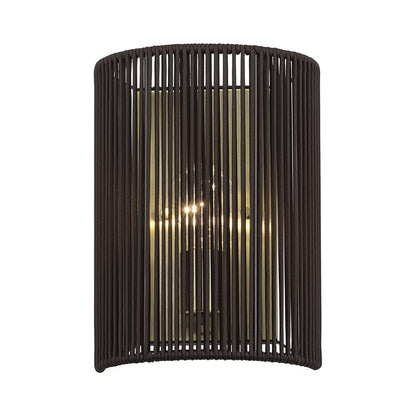 Livex Acordia 1Lt ADA 8" Sconce, Brass/Dark Chocolate Polyester Rope