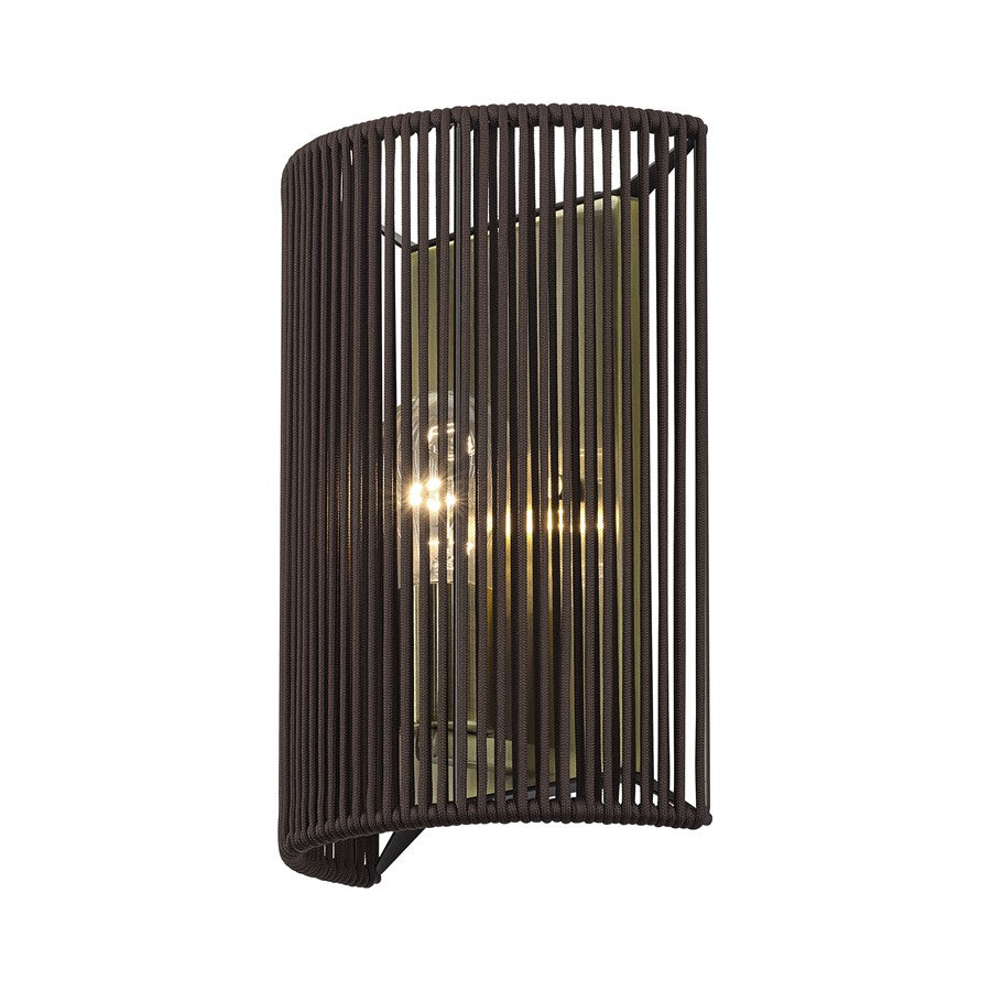 Livex Acordia 1Lt ADA 8" Sconce, Brass/Dark Chocolate Polyester Rope