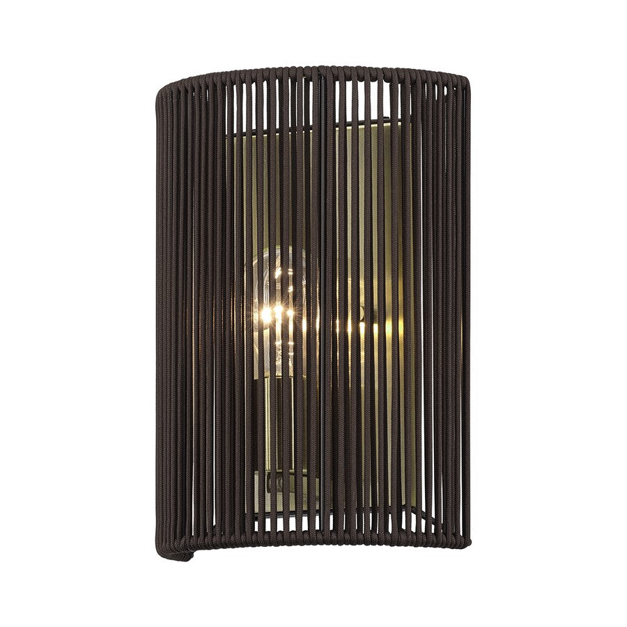 Livex Acordia 1Lt ADA 8" Sconce, Brass/Dark Chocolate Polyester Rope