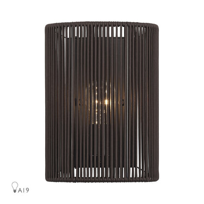 Livex Acordia 1Lt ADA 8" Sconce, Bronze/Dark Chocolate Polyester Rope - 49137-92