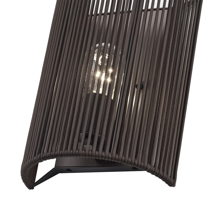 Livex Acordia 1Lt ADA 8" Sconce, Bronze/Dark Chocolate Polyester Rope