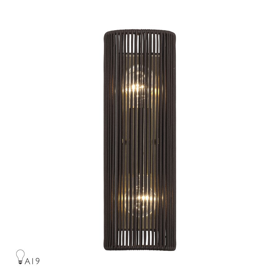 Livex Acordia 2Lt ADA Sconce, Brass/Dark Chocolate Polyester Rope - 49138-01