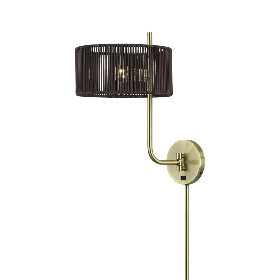 Livex Acordia 1Lt Swing Arm Wall Lamp, Brass/Chocolate Polyester