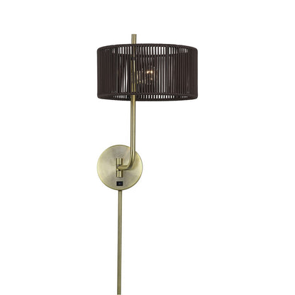 Livex Acordia 1Lt Swing Arm Wall Lamp, Brass/Chocolate Polyester