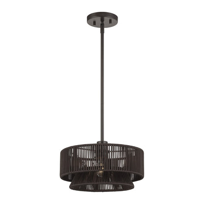 Livex Florell 1Lt Pendant, Bronze/Dark Chocolate Color Polyester Rope