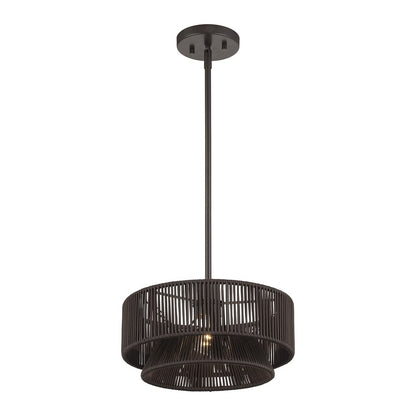 Livex Florell 1Lt Pendant, Bronze/Dark Chocolate Color Polyester Rope