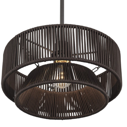 Livex Florell 1Lt Pendant, Bronze/Dark Chocolate Color Polyester Rope