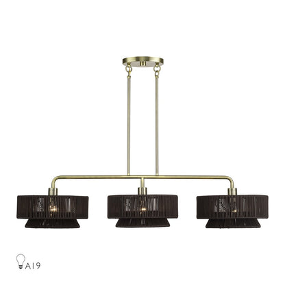 Livex Florell 3Lt Extra Large Chandelier, Brass/Chocolate Polyester - 49143-01