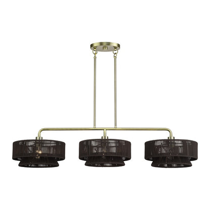 Livex Florell 3Lt Extra Large Chandelier, Brass/Chocolate Polyester