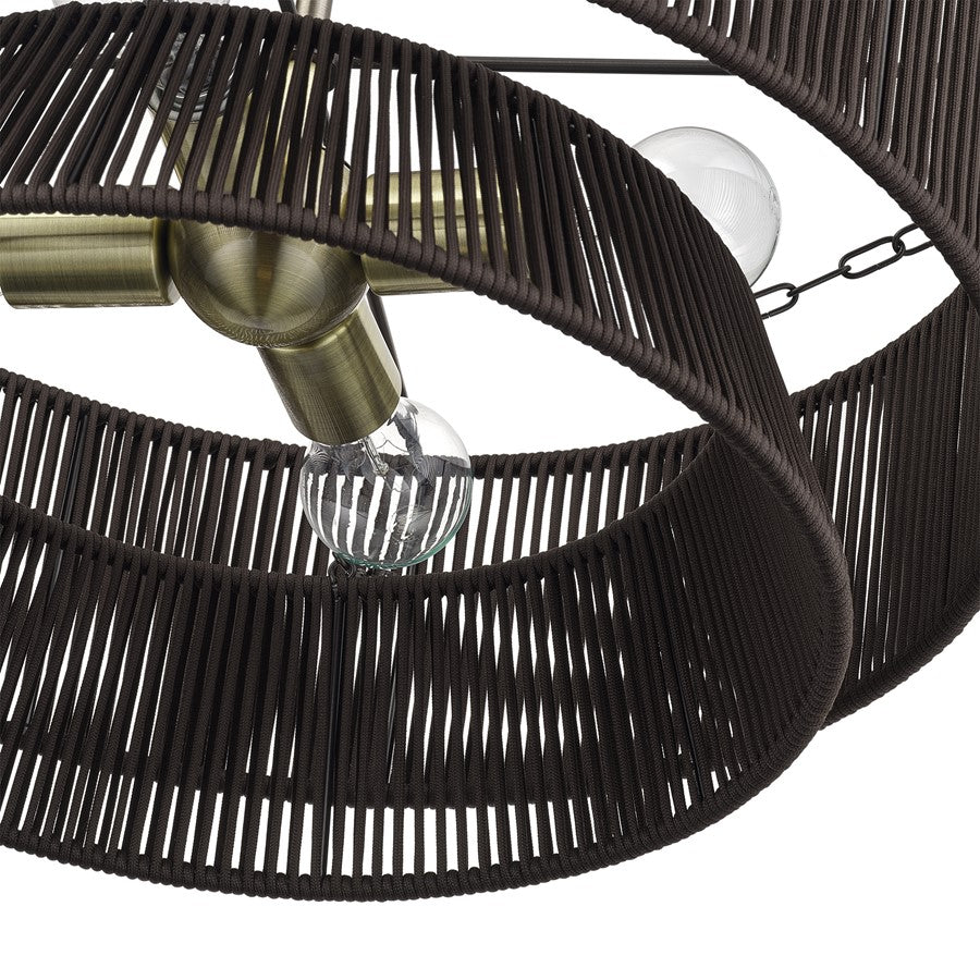 Livex Florell 4Lt Pendant Chandelier, Brass/Chocolate Polyester