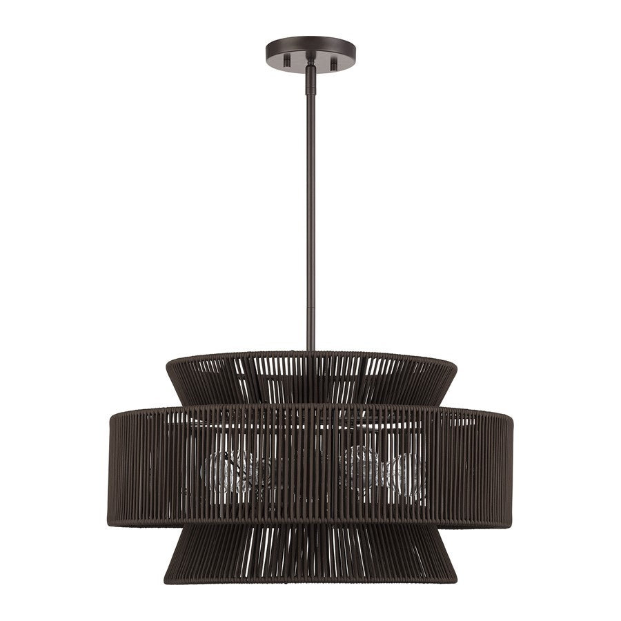 Livex Florell 5Lt Pendant Chandelier, Bronze/Chocolate Polyester