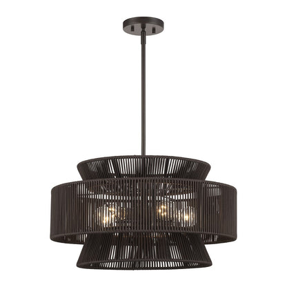 Livex Florell 5Lt Pendant Chandelier, Bronze/Chocolate Polyester