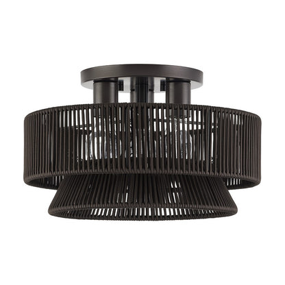 Livex Florell 3Lt 9" Semi-Flush, Bronze/Chocolate Polyester