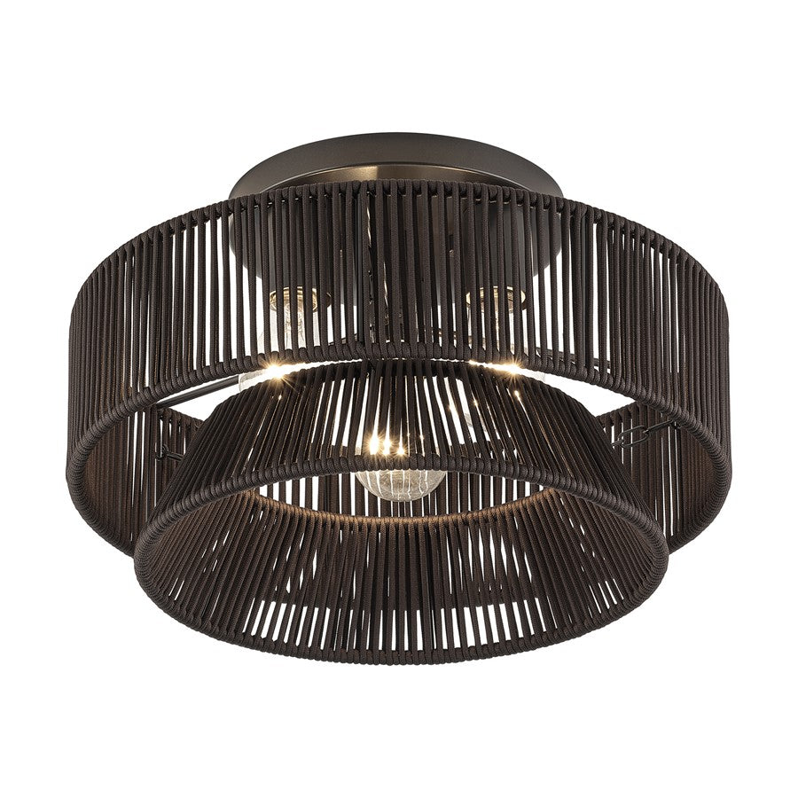 Livex Florell 3Lt 9" Semi-Flush, Bronze/Chocolate Polyester