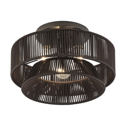 Livex Florell 3Lt 9" Semi-Flush, Bronze/Chocolate Polyester