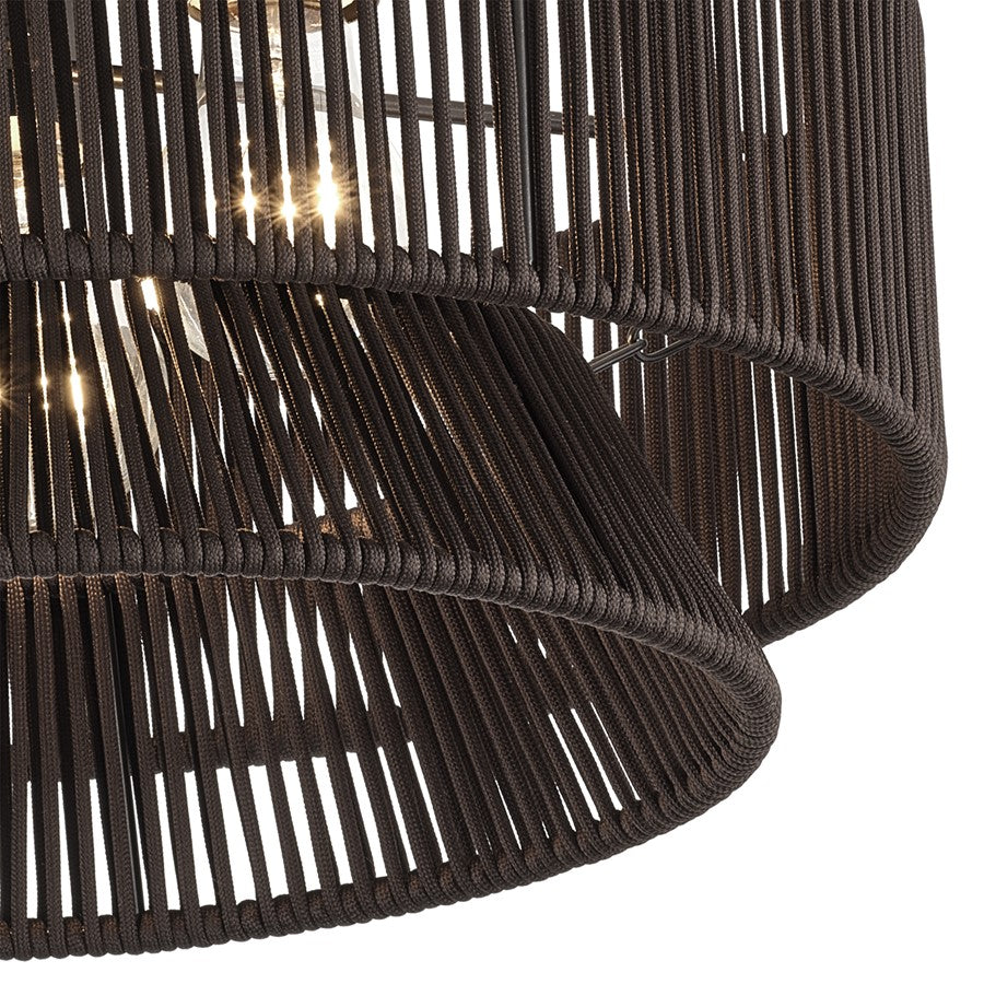 Livex Florell 3Lt 9" Semi-Flush, Bronze/Chocolate Polyester